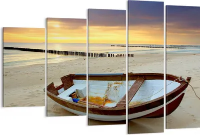 Produktbild von Bild auf Leinwand - Leinwandbild - Strand Boot Ostsee Sommer - 150x100cm - Wand Bild - Wanddeko - Leinwanddruck - Bilder - Kunstdruck - Wanddekoration - Leinwand bilder - Wandkunst - EG150x100-0515