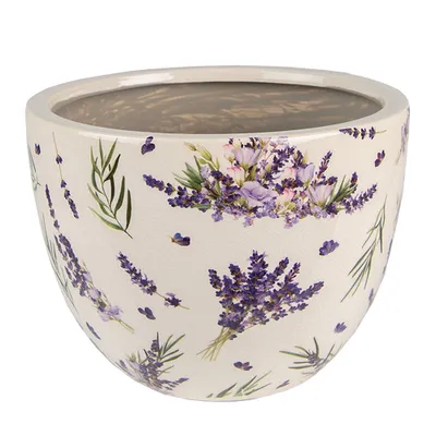 Zdjęcie produktu dla Clayre & Eef Doniczka Ø 20x15 cm Fioletowa Zielona Ceramiczna Lawenda