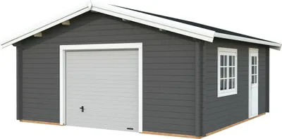 Produktbild von Einzelgarage Palmako Roger 27,7 m² mit Sektionaltor 622 x 596 cm dunkelgrau-weiß