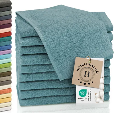 Produktbild von 10er Set Gästetücher, Baumwolle, 30x50 cm, 420g/qm, petrol blau