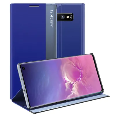 Obrázek produktu pro Galaxy S10 Pouzdro, Slim Flip Kožené Pouzdro s Okénkem a Stojánkem pro Samsung Galaxy S10 modré