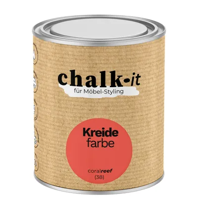 Produktbild von Kreidefarbe Chalk-it (38) Coral Reef 0,75L Shaby Chic Möbel Holzlack Natur Vintage Möbellack