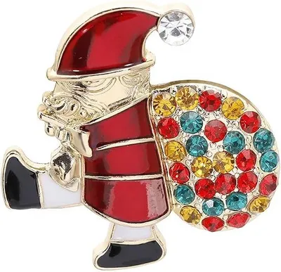 Produktbild von Weihnachtsbrosche - Anstecknadel mit Strass - Weihnachtsbaum, Weihnachtsmann - Weihnachtsbroschen Damen & Mädchen