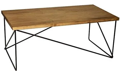 Produktbild von DRW Industrieller Couchtisch aus Holz und Metall, schwarz, 117 x 61 x 49 cm