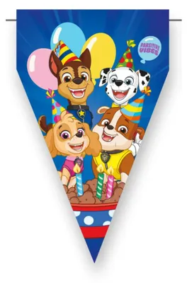 Geburtstagswimpel Paw Patrol, 3 m, Papier, für Kinderparty