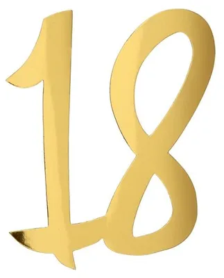 Produktbild von Dekorationszahl 18 für Geburtstag oder Jubiläum, gold, aus Papier, 20 x 18 cm