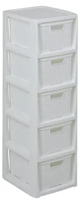 Produktbild von BranQ - Home essential Regal in Rattan Design, BPA-freie Kunststoff PP, Weiß, 29