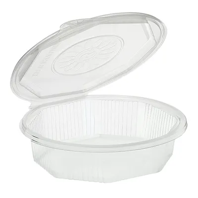 Produktbild von Menüboxen mit Klappdeckeln, PP ungeteilt 5,9 cm x 21,5 cm x 21,5 cm transparent 8-eckig
