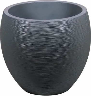 Image de Pot de fleurs Rond Egg, Ø 50cm, 46 L, EDA Graphit, Gris Anthracite, Ø 50 x H. 45 cm