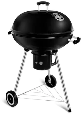 Image de Gril charbon - Gril rond 57 cm - Avec couvercle et roulettes - Noir