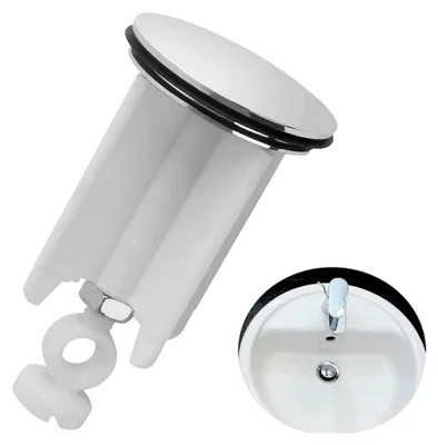Produktbild von 1 Stück Abflussstopfen, universeller Waschbeckenstöpsel 40 mm aus Messing mit Gummi, für Waschbecken und Bidets, höhenverstellbar