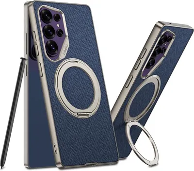 Obrázok produktu pre Magnetický krúžok na puzdro na mobilný telefón Samsung Galaxy S26 Ultra, umelá koža, modrá farba