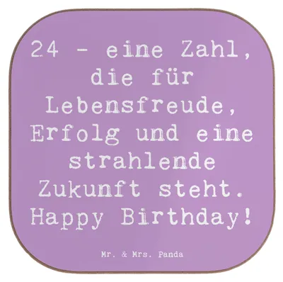 Produktbild von Mr. & Mrs. Panda Holzuntersetzer Spruch 24. Geburtstag - Lavendeltraum - Geschenk, Freundschaft, Erfolg, gläseruntersetzer, Untersetzer für Gläser, besonderer Tag, Alter