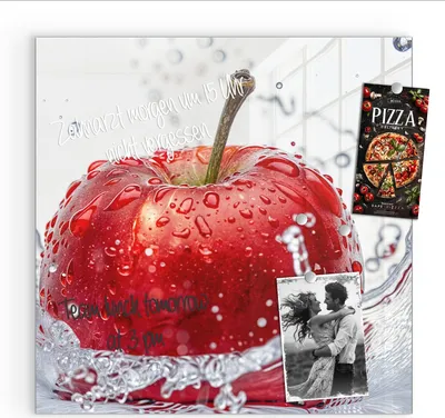 Produktbild von Magnettafel 50x50cm Pinnwand Whiteboard beschreibbar - Spritzender Apfel
