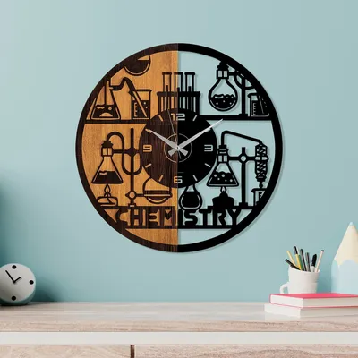 Image de Opviq, Wooden- TNL1175, couleur noyer,noir, horloges murales, 100% bois (épaisseur : 3 cm) / métal