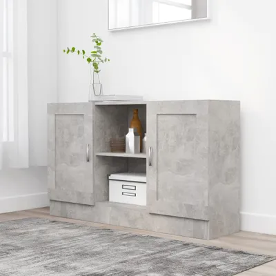 Image de vidaXL Sideboard gris béton 120x30,5x70 cm Bois composite