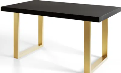 Obrázek produktu pro Průmyslový jídelní stůl LOFT-U, velikost: 200X100X77 cm, barva stolu v obývacím pokoji: černá, s kovovými nohami ve zlaté barvě