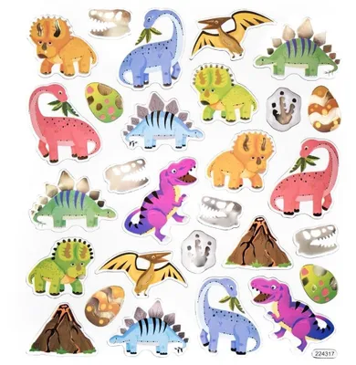 Imagen del producto de Calcomanías de dinosaurios, 28 unidades