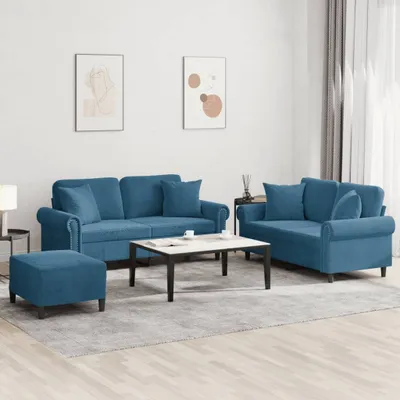 Immagine prodotto di Maison Exclusive - Set divano a 3 pezzi con cuscini in velluto blu