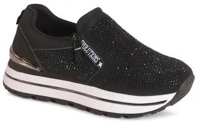 Produktbild von topschuhe24 3223 Damen Plateau Sneaker Glitzer Keil Slipper, Farbe:Schwarz, Größe:39 EU