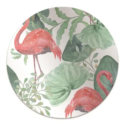 Produktbild von Rundmatte - Stuhlunterlage Bürostuhlunterlage - Rund Ø 100 cm - Bodenmatte - Fußmatte - Exotische Flamingos.