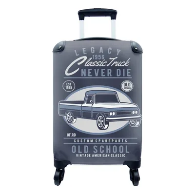 Produktbild von MuchoWow® Koffer Handgepäck Trolley Rollkoffer Kleine Reisekoffer mit 4 Rollen - Lkw - Retro - Zeichnung - Cabin Size < 55x40x23 cm & 55x40x20 cm - Fotokoffer - Kabinenkoffer - Boardgepäck - Reise-Box - Reisekoffer - Reisegepäck - Koffer mit Bild - Trolley für Kinder
