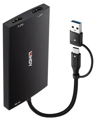 Obrázok produktu pre Lindy 43430, 0,11 m, USB Typ-C, 2 x HDMI, Samec, Samica, Priamy
