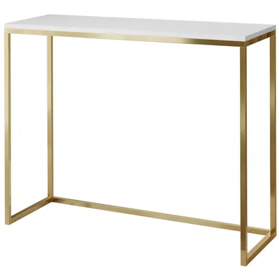 Produktbild von Furneo | Konsolentisch - 100 cm - Weiß matt / Gold matt - Elegantes Design - Kompakt und vielseitig