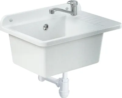 Produktbild von Zlewozmywak GOSPO "Tornio", zlewozmywak z baterią, umywalka 50 cm, biały