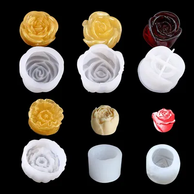 Produktbild von 6-teilige 3D-Silikonform für Blumen, geeignet für Kerzen, Epoxidharz und Seife.