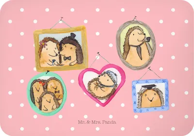 Produktbild von Mr. & Mrs. Panda Kühlschrankmagnet Igel Familie - Rot Pastell - Geschenk, Muttertag, Liebe, tafelmagnet, Bilder, holzmagnet, Notizhalter, zettelhalter, magnet