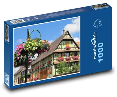 Zdjęcie produktu dla Puzzle 1000 Tradycyjny francuski dom z kwiatami - martinpuzzle