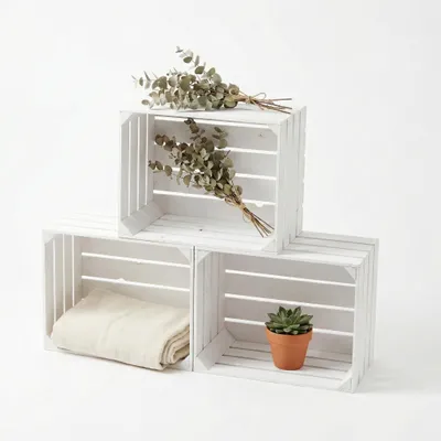 Produktbild von Weiße Holzkisten 50x40x30cm Obstkisten Deko & Hochzeit