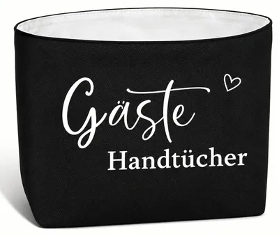 Gästehandtuchkorb aus Baumwolle und Leinen, Schwarz, 30x20x12 cm