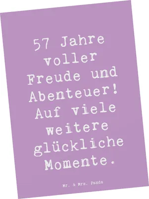 Produktbild von Mr. & Mrs. Panda Postkarte Spruch 57. Geburtstag Freude - Lavendeltraum - Geschenk, Postkarten, Glückwünsche, Glückwunsch, Happy Birthday, Mut, Ansichtskarte, Grußkarte