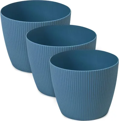 Image de Pot de plantes décoratif mat de 3 - bleu marine, 11 cm
