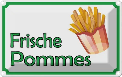 Produktbild von vianmo Blechschild 20x30 cm frische Pommes Restaurant Essen Trinken