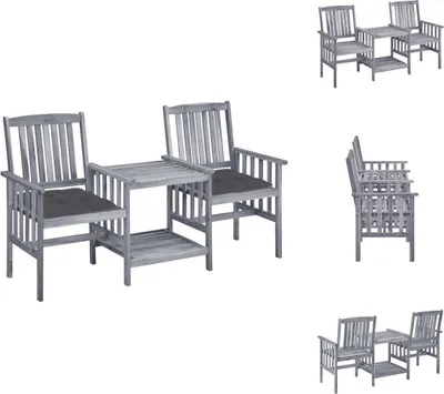 Produktbild von vidaXL Gartenstühle mit Teetisch und Kissen Massivholz Akazie -  Gartenmöbel-Sets