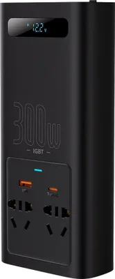 Zdjęcie produktu dla Baseus IGBT samochodowa przetwornica inwerter prądu 300W 220V (wtyczka CN/EU) czarny (CGNB010101)