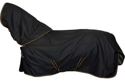 Image de Bucas Couverture d'extérieur 50g avec couvre-cou Irish Turnout Light Couverture de pluie noir/or 140