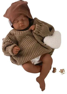Zdjęcie produktu dla Lalka typu „reborn”, realistyczny wygląd, hipoalergiczny materiał, brązowa, 30–50 cm