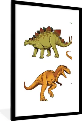 Produktbild von MuchoWow® Gerahmtes Poster Dinosaurier - Zeichnung - Jungen - Kinder 60x90 cm - Poster mit Schwarzem Bilderrahmen Wandposter Rahmen Foto Bilder - Dekoration - Wandposter Wohnzimmer - Hochwertig