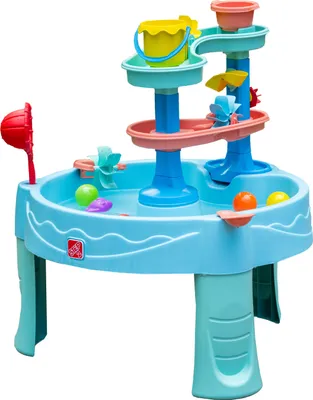 Produktbild von Step2 Double Spin & Showers Wasserspieltisch mit 22-teiligem Zubehörset | Garten Wasser Spieltisch für Kinder | Großer Wassertisch für Kinder