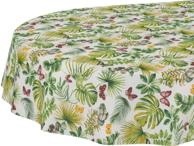 Produktbild von Tischdecke abstrakt Motresa Hellgrün Oval 180x140cm Schnittkante Wasserabweisend abwaschbar