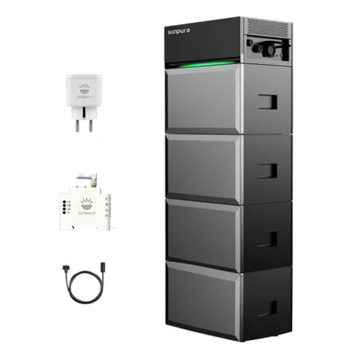 Zdjęcie produktu dla Elektrownia balkonowa Powerness System magazynowania Sunpura S2400 2,4 kWh z 3x baterią rozszerzającą B2400 7,2 kWh, 1x inteligentny licznik i wtyczka