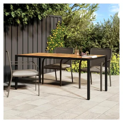 Produktbild von Gartentisch aus Akazienholz und Polyrattan Schwarz 190 x 90 x 75 cm