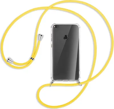 Produktbild von Handykette Backcover-Schutzhülle mit Band (Metall silberfarben) für Huawei P8 Lite / P9 Lite 2017 - gelb