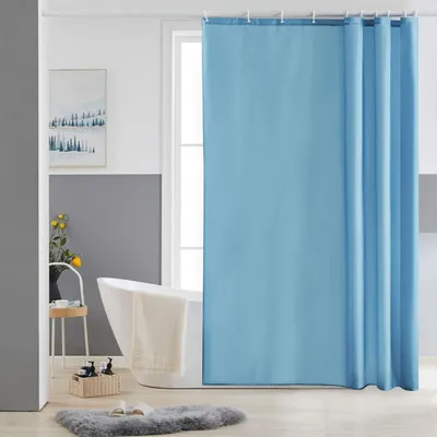 Productafbeelding van Douchegordijn, textiel, polyester, lichtblauw, 150x180 cm, schimmelwerend, waterafstotend, wasbaar, met 10 ringen
