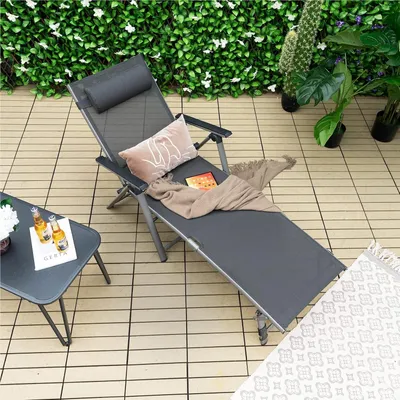 Immagine prodotto di Sedia da esterno - Sedia da giardino - Sedia prendisole - Sedia da spiaggia - Sedia pieghevole prendisole - Struttura in alluminio
