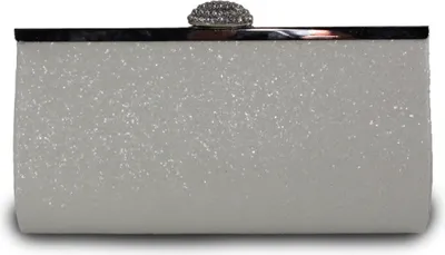 Produktbild von Weiß Damen Clutch Glitzer Elegant Abendtasche Glänzend Handtasche Envelope Tasche Strass Unterarmtasche mit Kette für Hochzeit Wedding Prom Party, 23cm x 12cm x 4cm